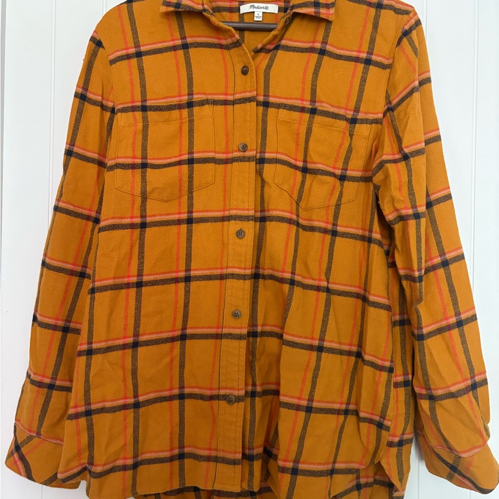 Madewell Flannel Classic Ex-Boyfriend Shirt in Mustard Caffrey Plaid